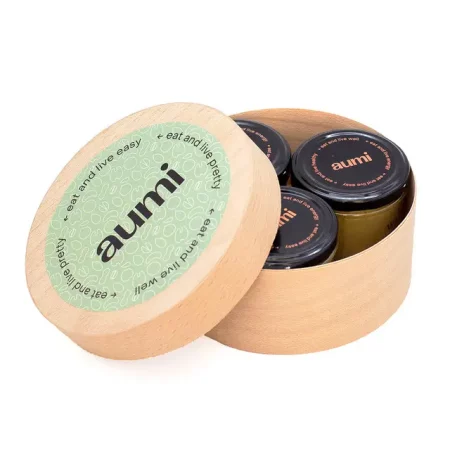 Подарункові набори горіхових паст AUMI у дерев'яних коробках